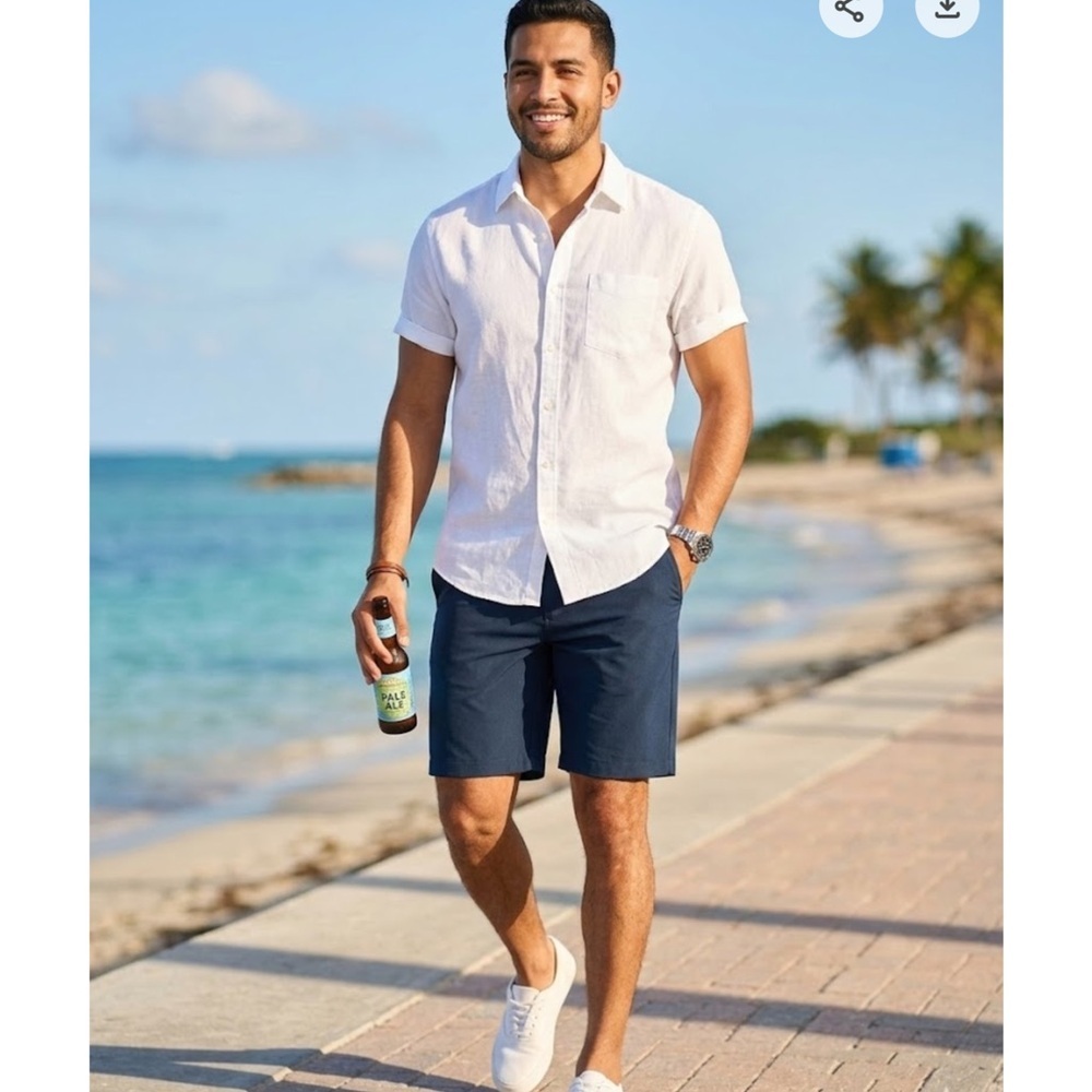 Casual Corner Navy Flat-Front Stretch Shorts